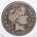 1898 Barber Silver Half Dollar., Very Good Plus., Circulated Coin., Store