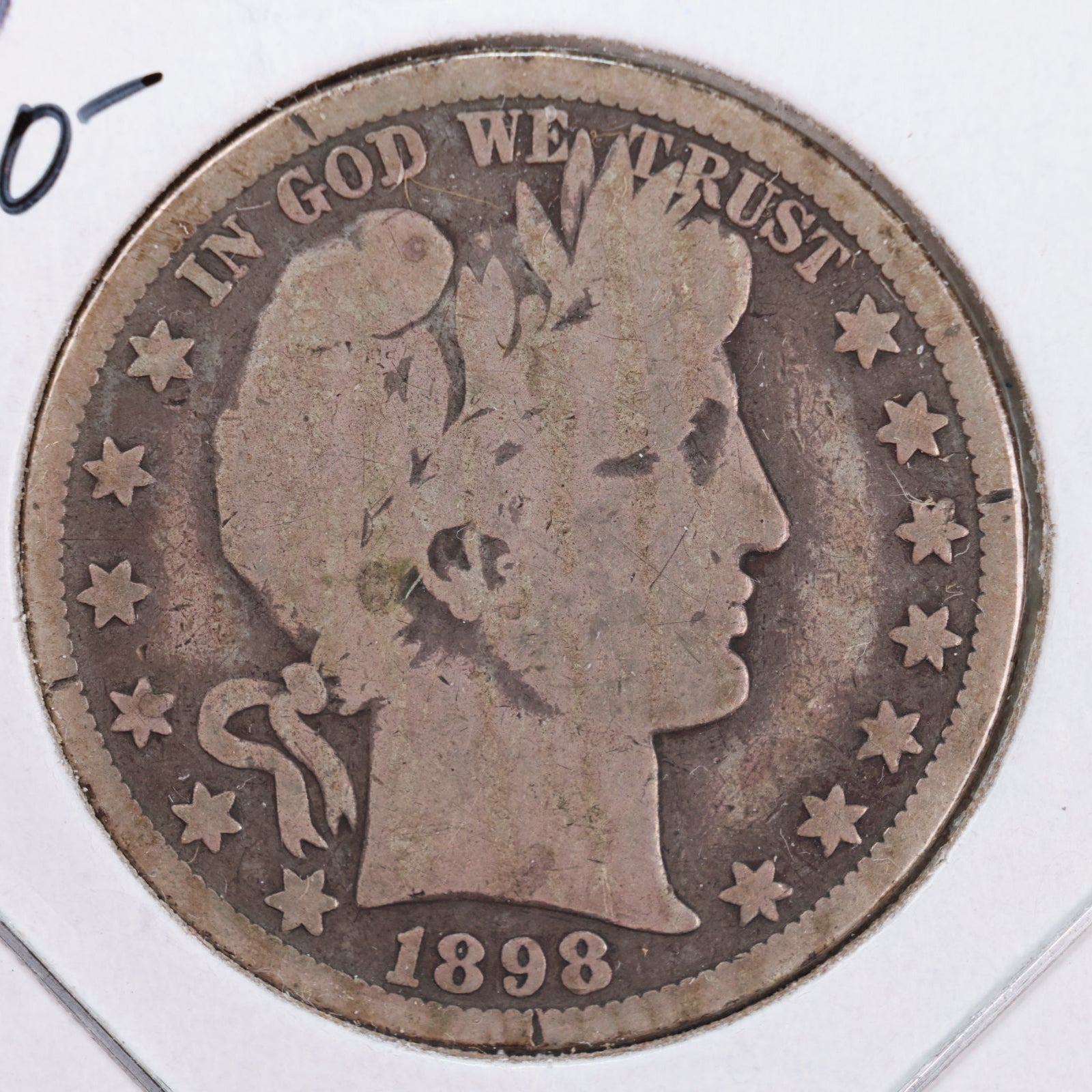 1898-O Barber Silver Half Dollar, Very Good Circulated Coin, Store #HR010
