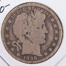1898-O Barber Silver Half Dollar., Very Good., Circulated Coin., Store