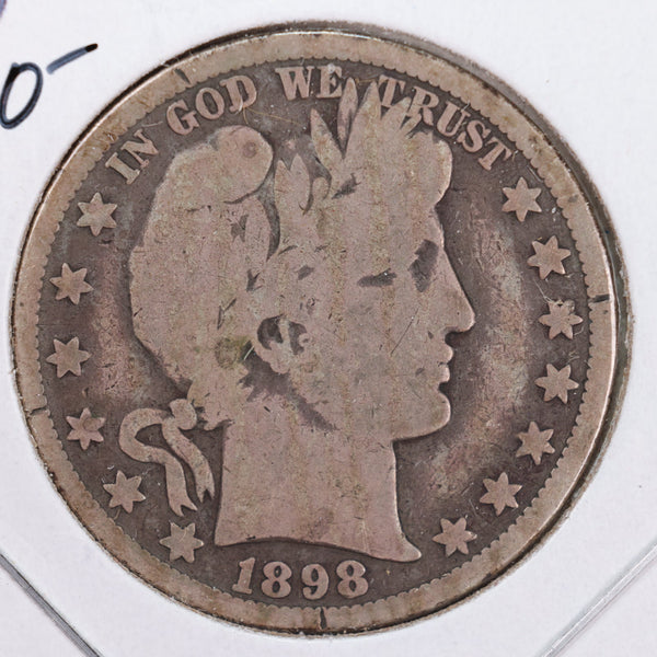 1898-O Barber Silver Half Dollar., Very Good., Circulated Coin., Store #HR010