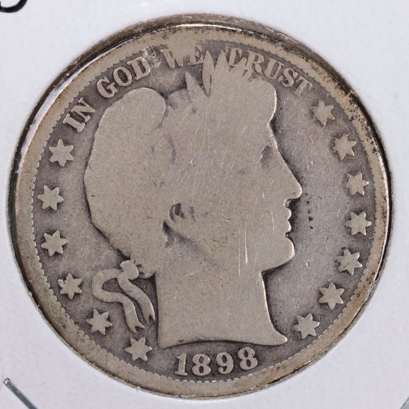 1898-O Barber Silver Half Dollar., Net Fair., Circulated Coin., Store