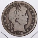 1898-O Barber Silver Half Dollar., Very Good., Circulated Coin., Store