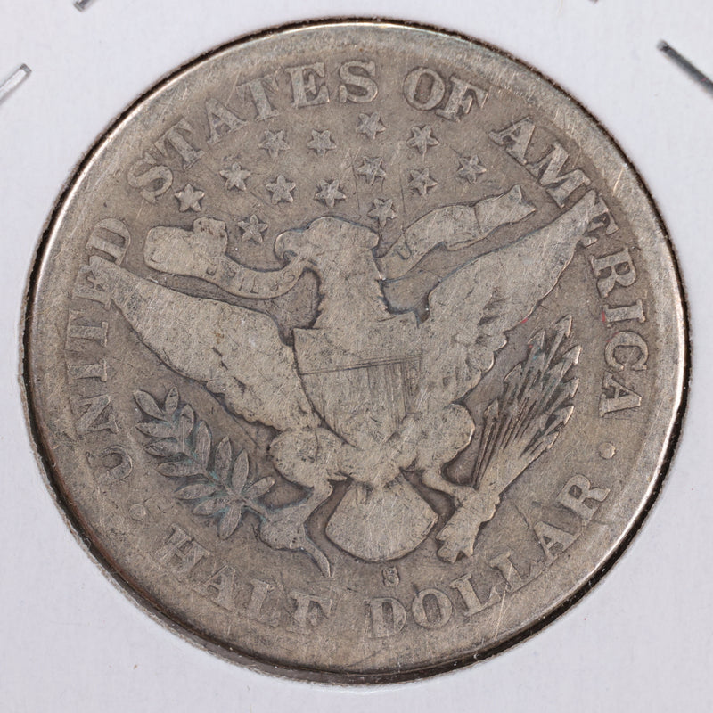 1898-S Barber Silver Half Dollar., Very Good., Circulated Coin., Store
