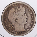 1899 Barber Silver Half Dollar., Very Good., Circulated Coin., Store