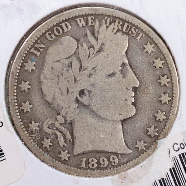 1899-O Barber Silver Half Dollar., Very Good., Circulated Coin., Store #HR021