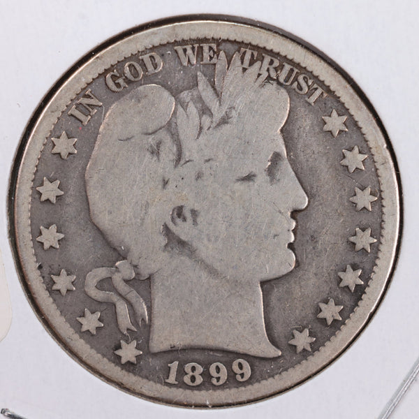 1899-O Barber Silver Half Dollar., Good., Circulated Coin., Store #HR022