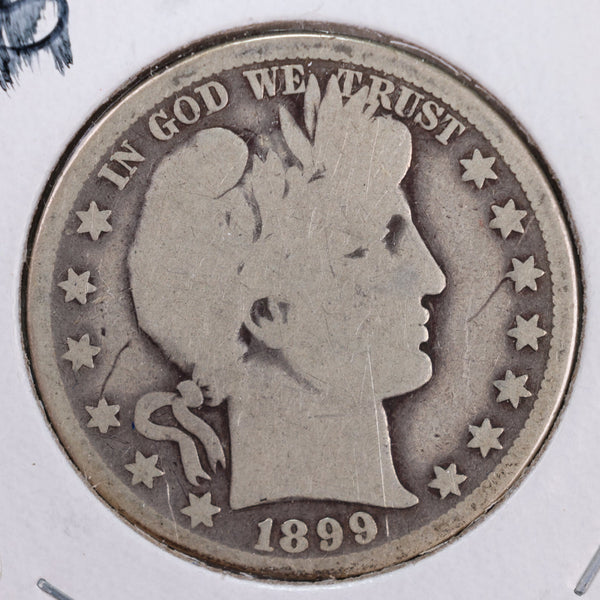 1899-O Barber Silver Half Dollar., Good., Circulated Coin., Store #HR025
