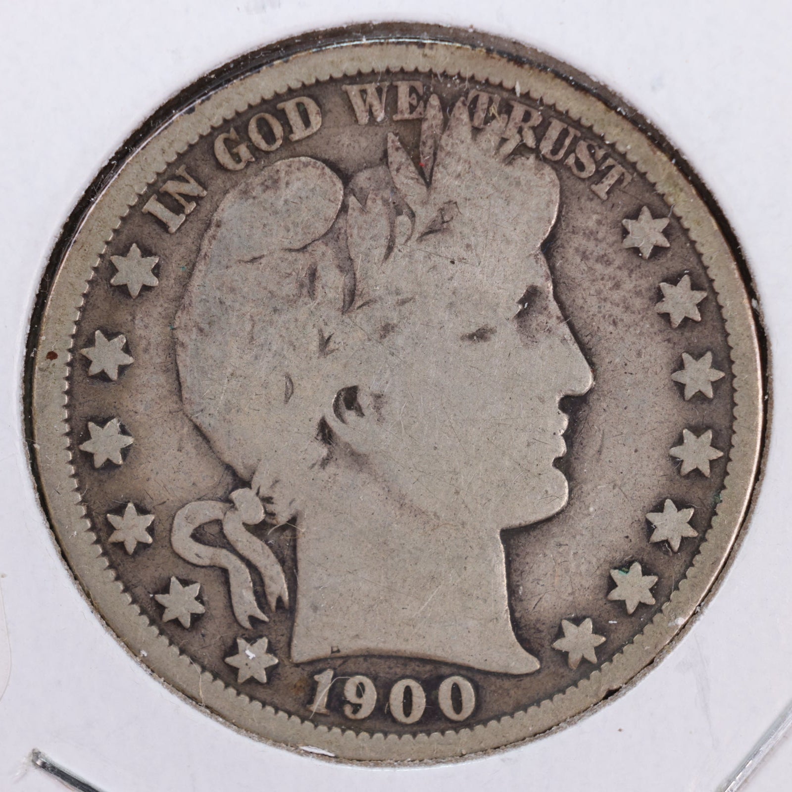 1900-O Barber Silver Half Dollar, Very Good Circulated Coin, Store #HR036