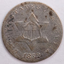 1852 Three Cent Silver, Very Good Circulated Coin, Store
