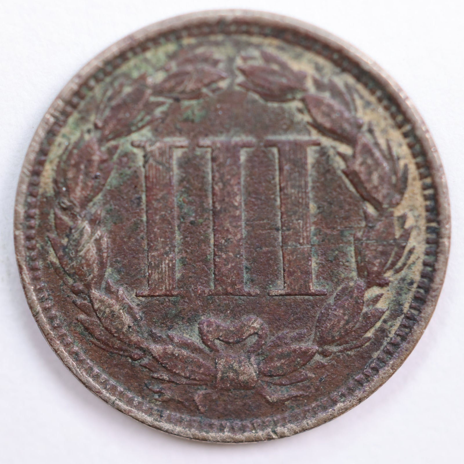 1868 Three Cent Copper Nickel, Abt Good Circulated Coin, Store #3C0009