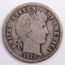 1913 Barber Silver Dime, Very Good Circulated Coin, Store