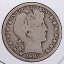 1901-S Barber Silver Half Dollar., Very Good., Circulated Coin., Store
