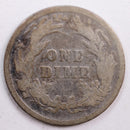 1892 Barber Silver Dime, Abt Good Circulated Coin, Store
