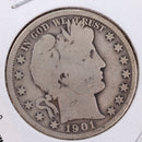 1901-S Barber Silver Half Dollar., Good., Circulated Coin., Store