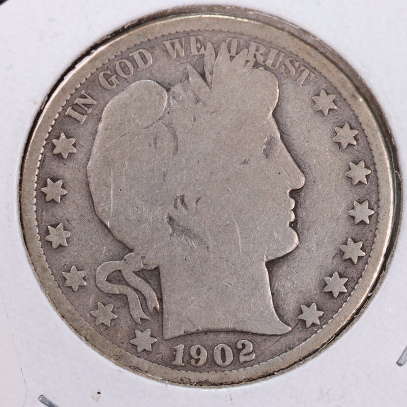 1902 Barber Silver Half Dollar., Good., Circulated Coin., Store
