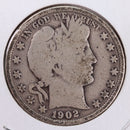 1902 Barber Silver Half Dollar., Very Good., Circulated Coin., Store