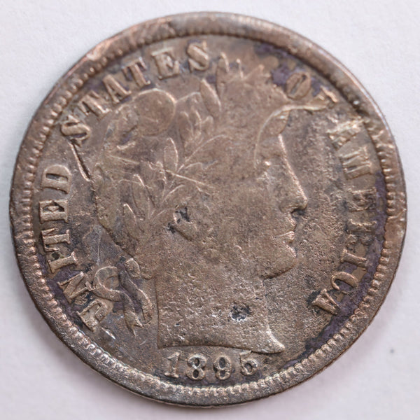 1895-O Barber Silver Dime, VF Details Circulated Coin, Store #DE0511