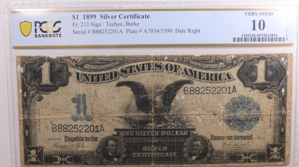 1899 $1, Silver Certificate, 'Black Eagle', Fr #233, PCGS VG-10, Store #SSC013.