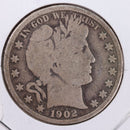 1902 Barber Silver Half Dollar., Very Good., Circulated Coin., Store
