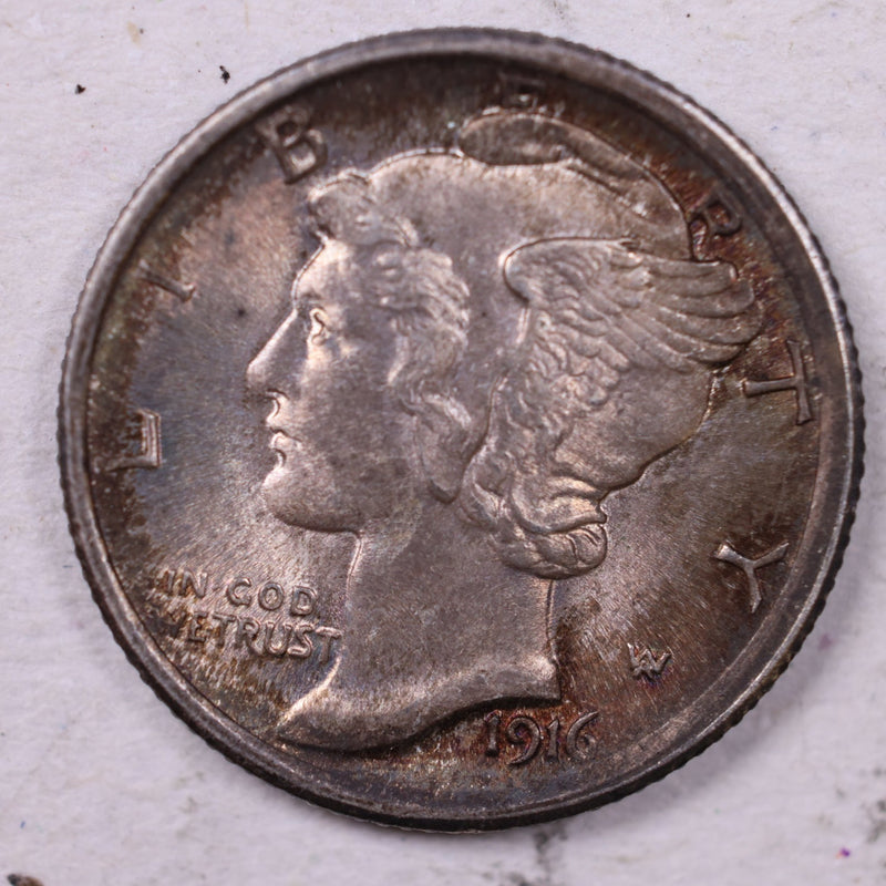 1916 Mercury Silver Dime., Mint State., Store