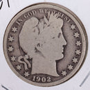 1902 Barber Silver Half Dollar, Very Good Circulated Coin, Store