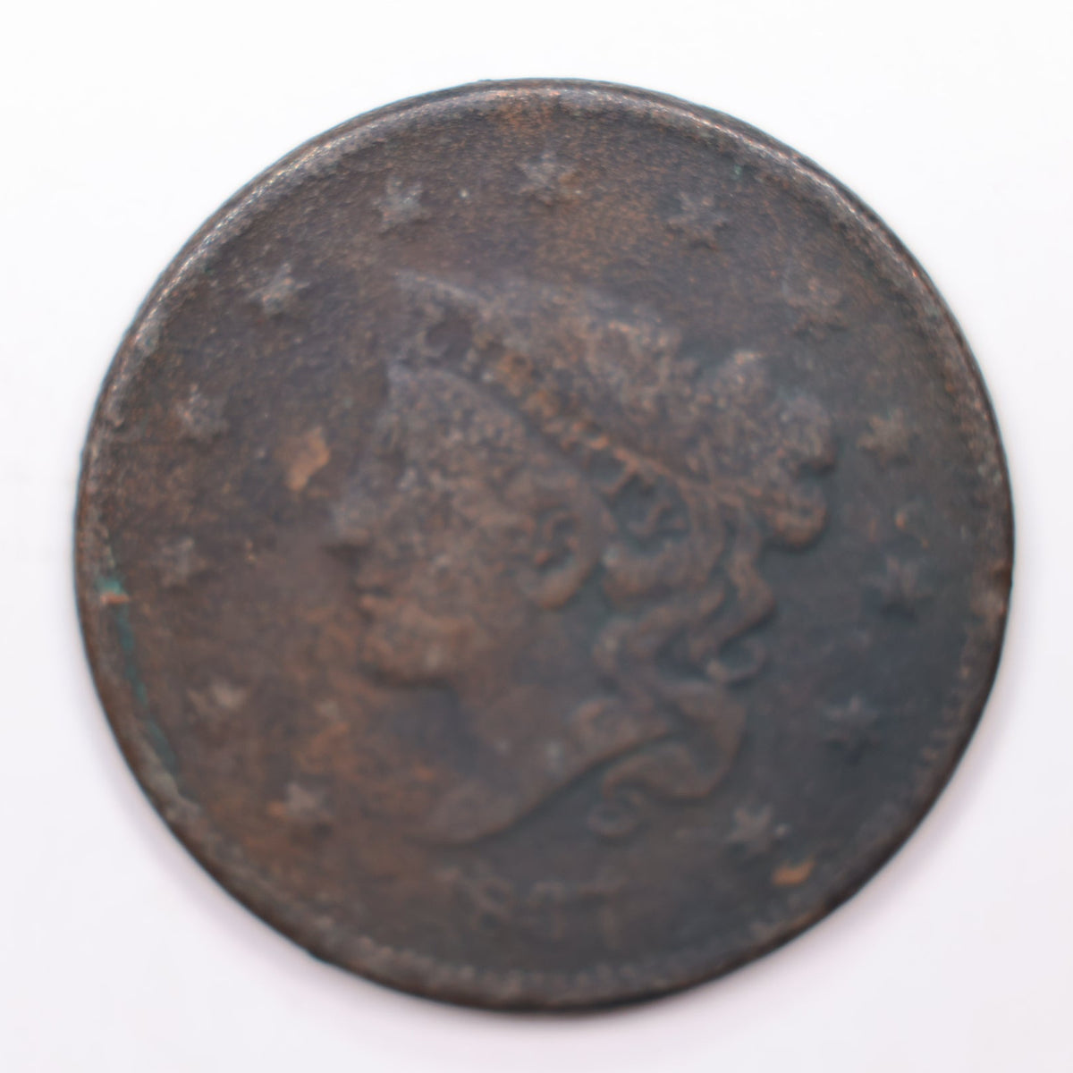 1837 Coronet Head Large Cent, Very Fine Detailed Circulated Coin, Store #CT026.