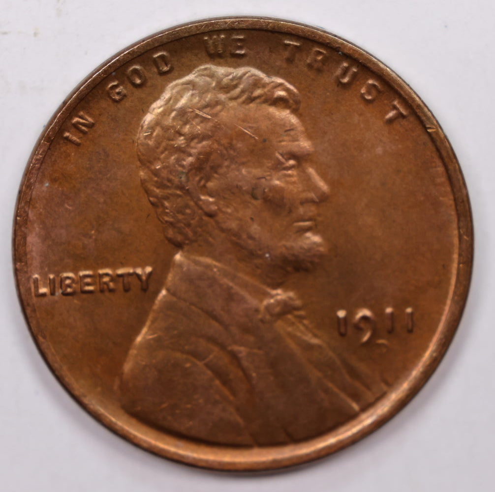 1911-D Lincoln Cent, Mint State, Uncirculated Coin, Store #CT027.