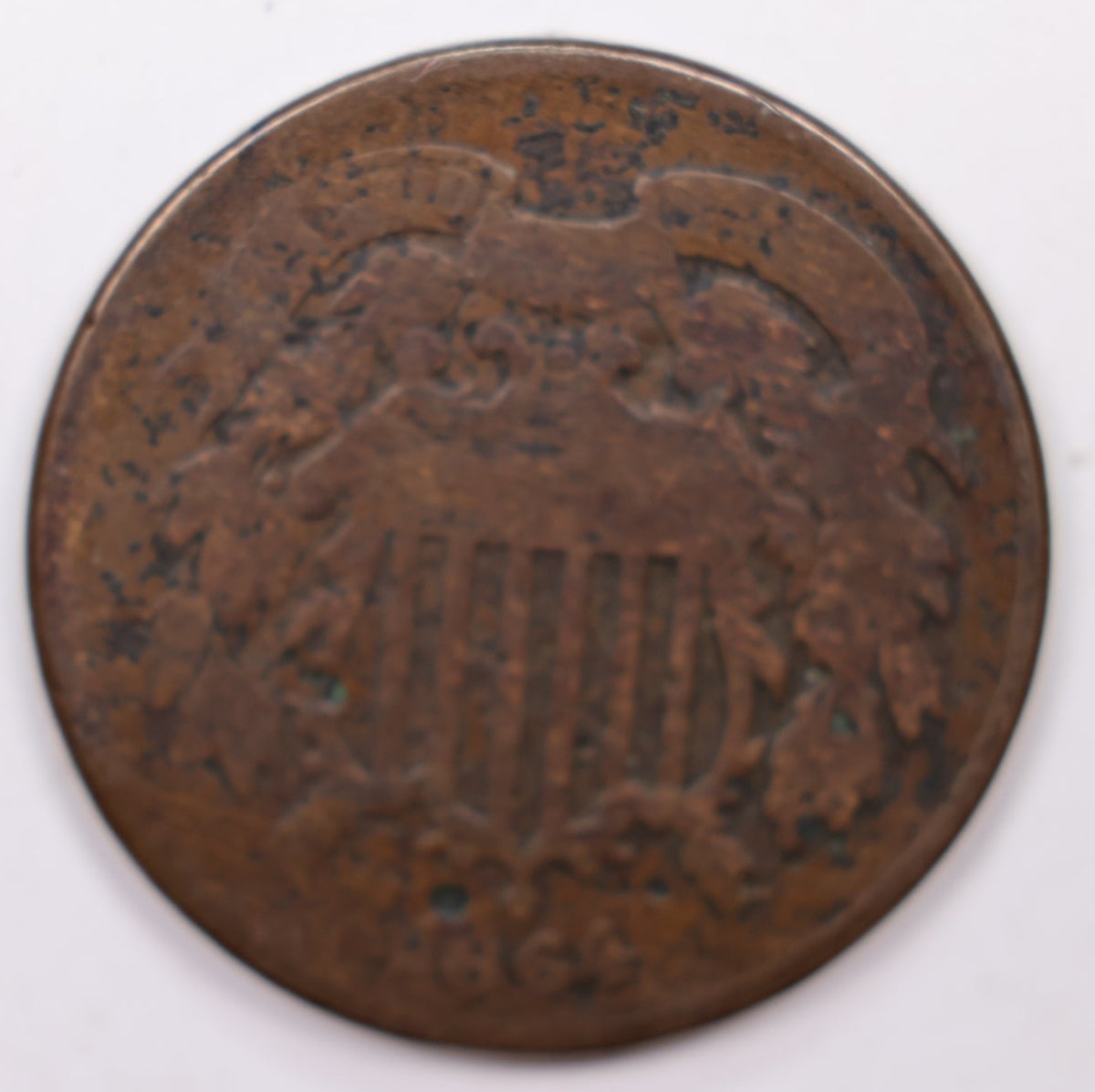 1864 Two-Cent Piece, Good Detailed Circulated Coin, Store #2C0006.