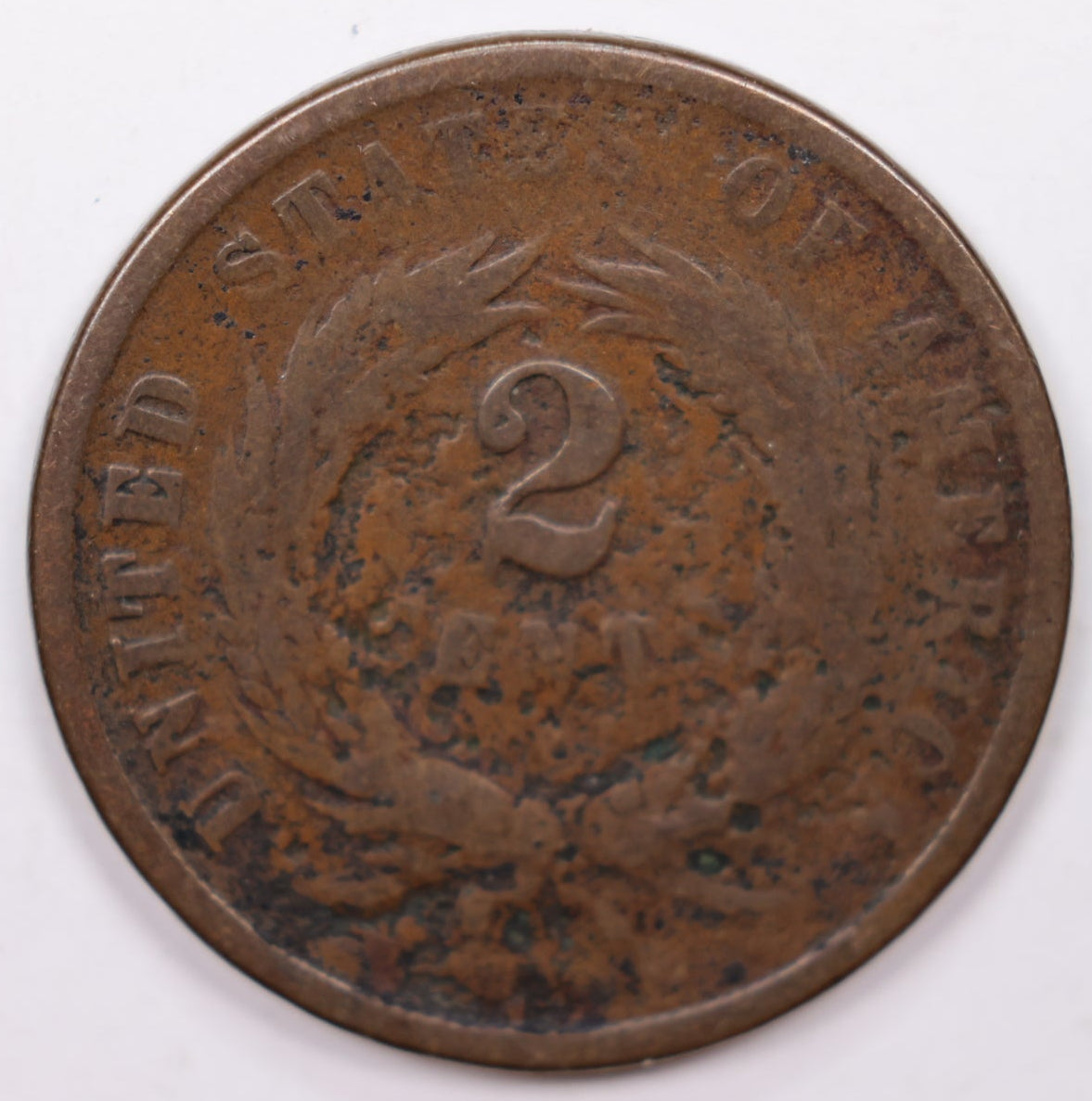 1864 Two-Cent Piece, Good Detailed Circulated Coin, Store #2C0006.