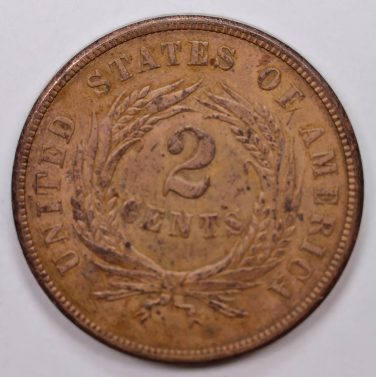 1865 Two-Cent Piece, Extra Fine Plus Detailed Circulated Coin, Store #2C011.