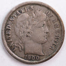 1900 Barber Silver Dime, Very Fine Circulated Coin, Store