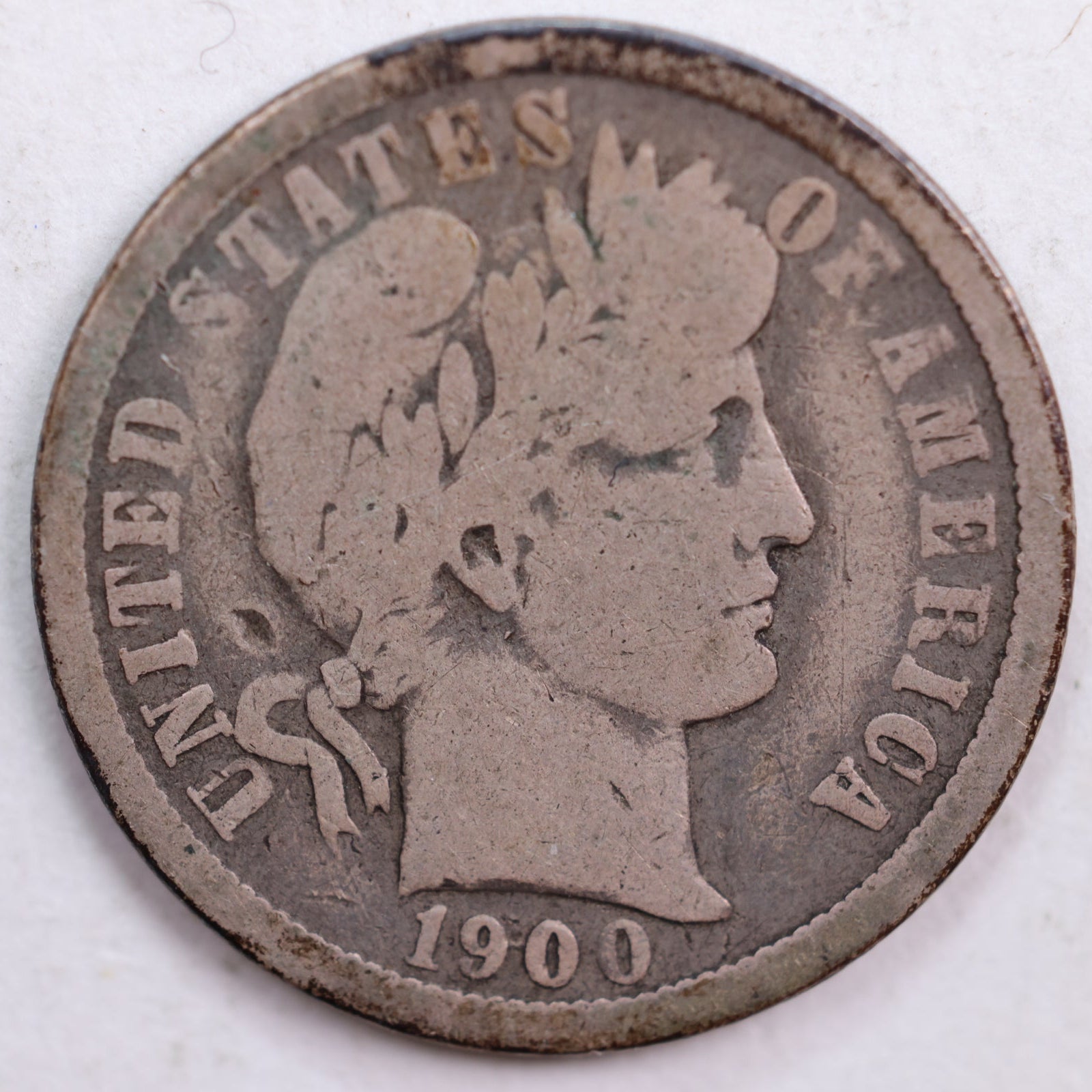 1900-O Barber Silver Dime, Very Good Circulated Coin, Store #DE0494