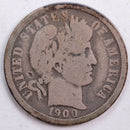 1900-O Barber Silver Dime, Very Good Circulated Coin, Store