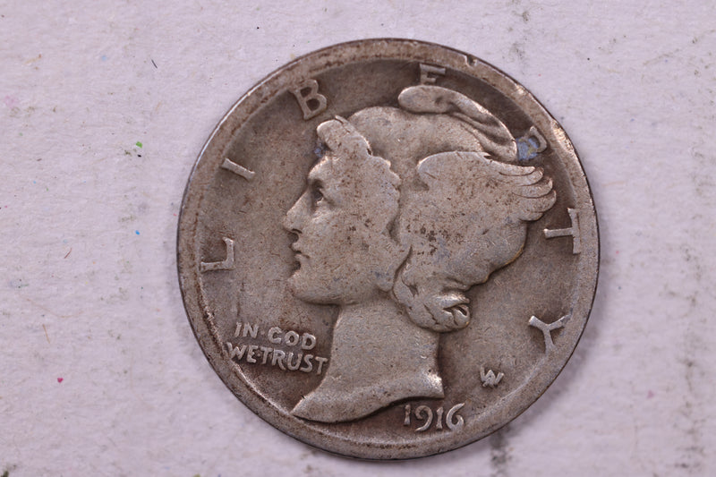 1916-S Mercury Silver Dime., Very Good., Store