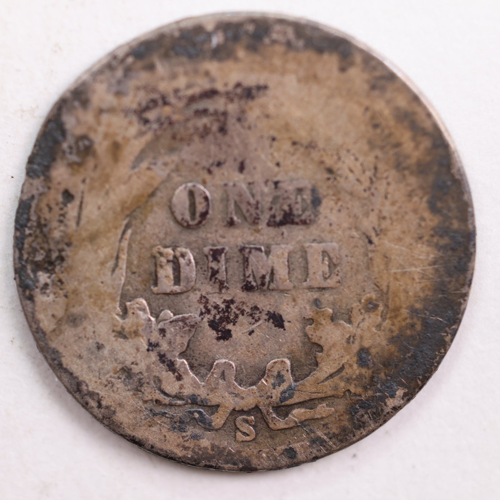 1901-S Barber Silver Dime, Abt Good Circulated Coin, Store #DE0491