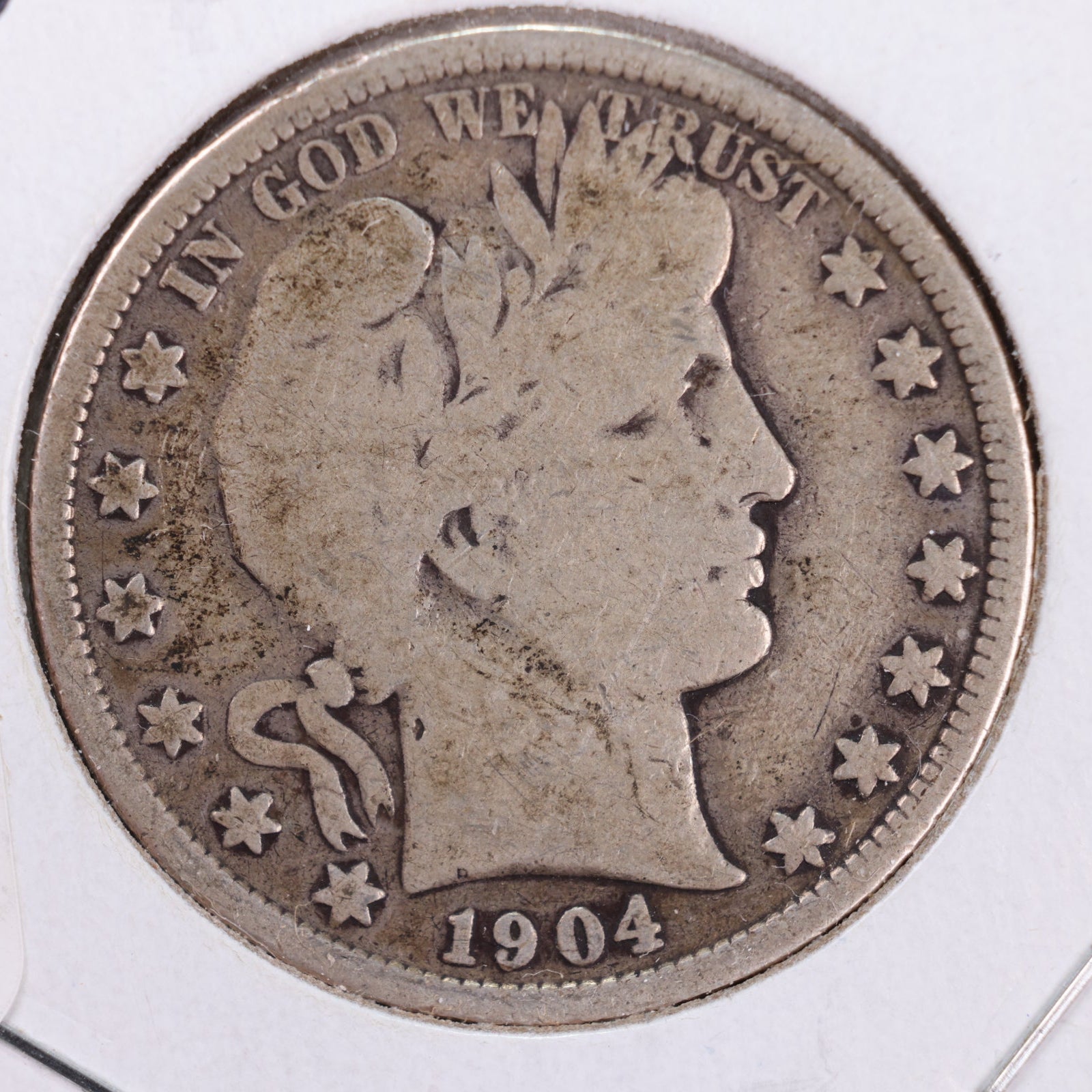 1904 Barber Silver Half Dollar, Very Good Circulated Coin, Store #HR079