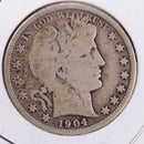 1904 Barber Silver Half Dollar., Very Good., Circulated Coin., Store