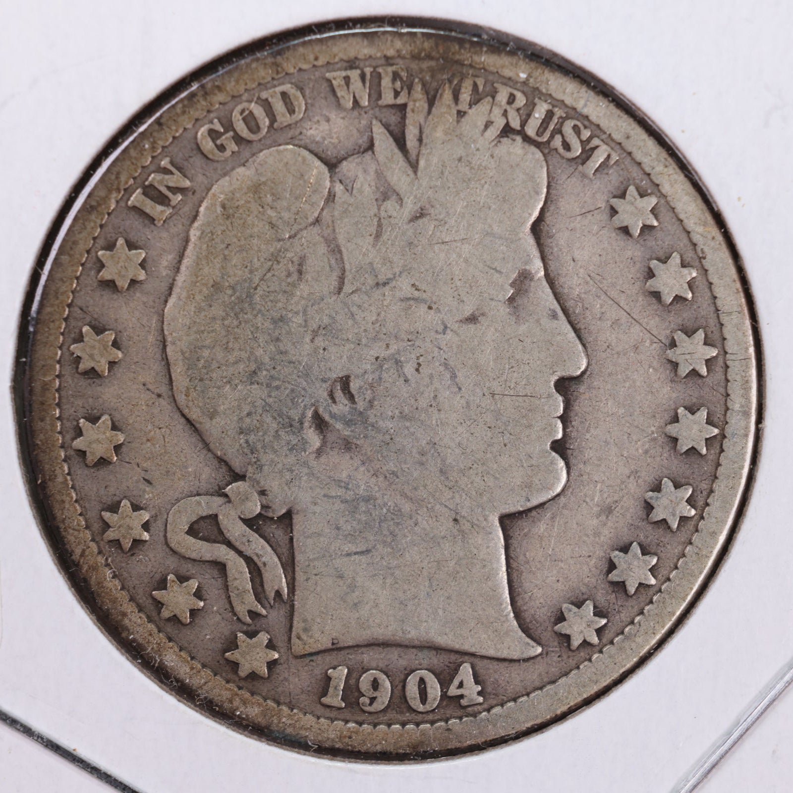 1904 Barber Silver Half Dollar, Very Good Circulated Coin, Store #HR080