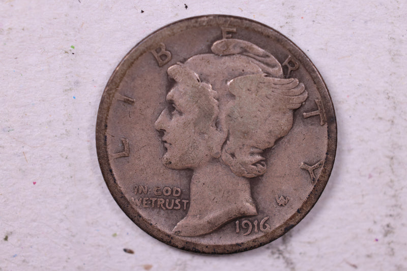 1916-S Mercury Silver Dime., Fine., Store