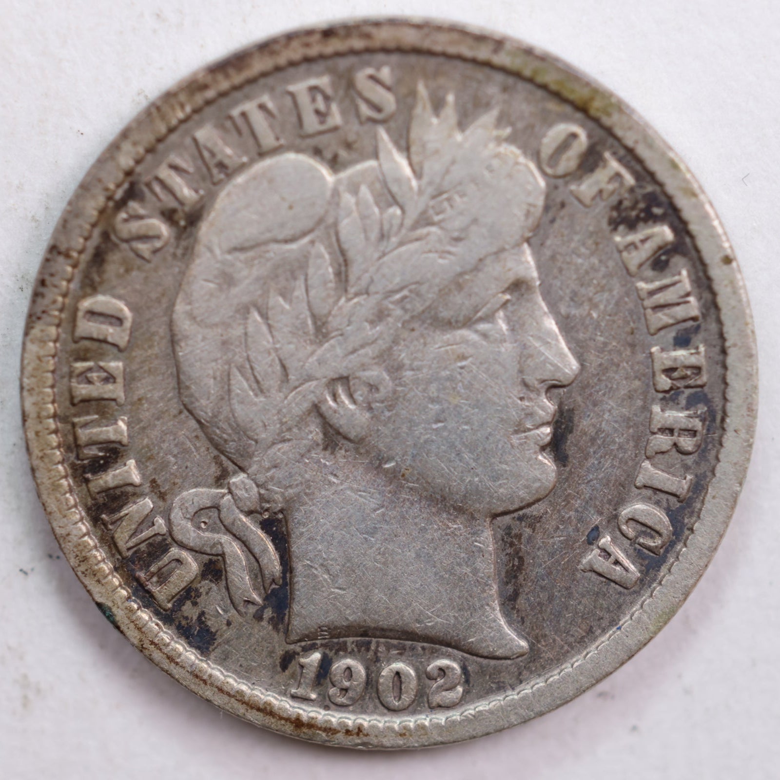1902 Barber Dime, Very Fine Circulated Coin, Store #DE0489