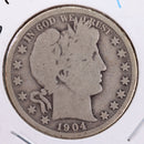 1904 Barber Silver Half Dollar., Very Good., Circulated Coin., Store