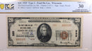 1929 $20, National Currency, Fond Du Lac, WI, PCGS VF-30, Detail. Store