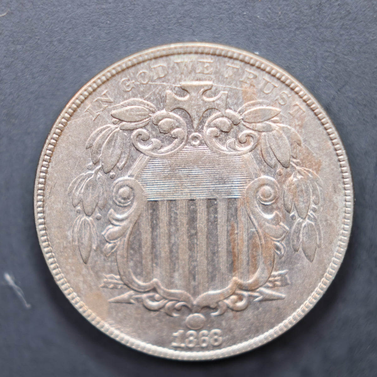 1868 Shield Nickel, Mint State, Uncirculated Coin, Store #NL020.