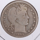 1904-O Barber Silver Half Dollar., Very Good., Circulated Coin., Store