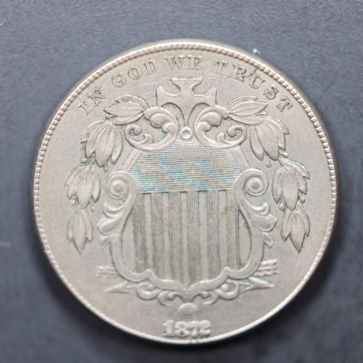 1872 Shield Nickel, About Uncirculated Plus Coin, Store #NL022.