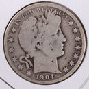 1904-S Barber Silver Half Dollar., Very Good., Circulated Coin., Store