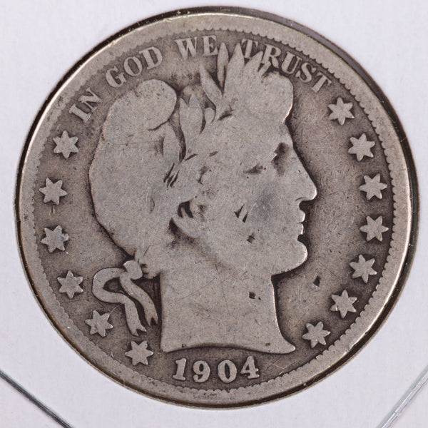 1904-S Barber Silver Half Dollar., Very Good., Circulated Coin., Store #HR087