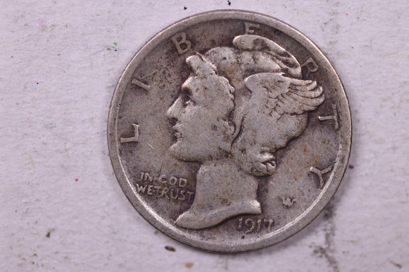 1917 Mercury Silver Dime., Fine., Store