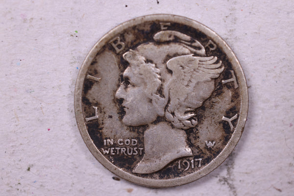 1917 Mercury Silver Dime., Very Fine., Store  #19714