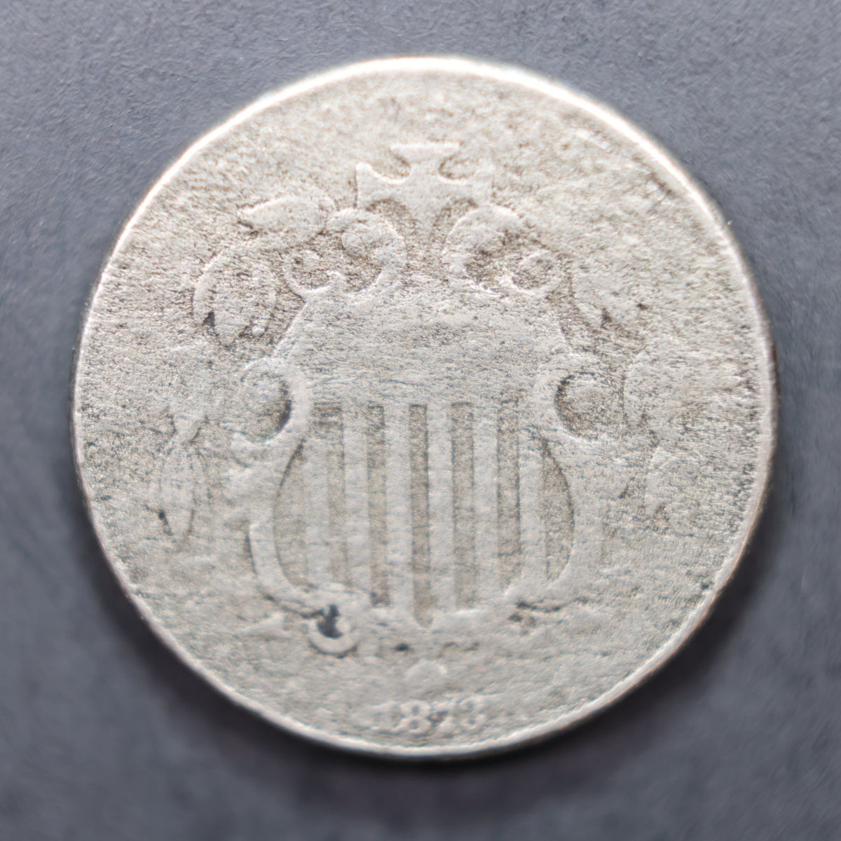 1873 Shield Nickel, Open 3, Very Good Detailed Circulated Coin, Store #NL033.